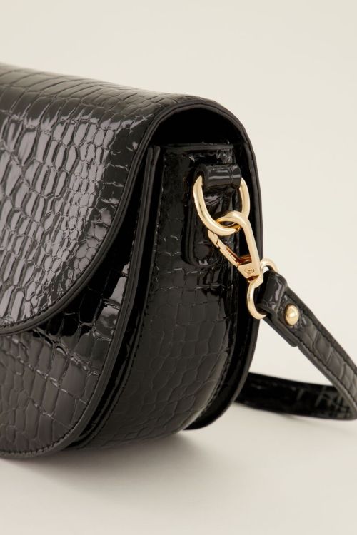 Black shoulder bag semi-circle with croc print | My Jewellery