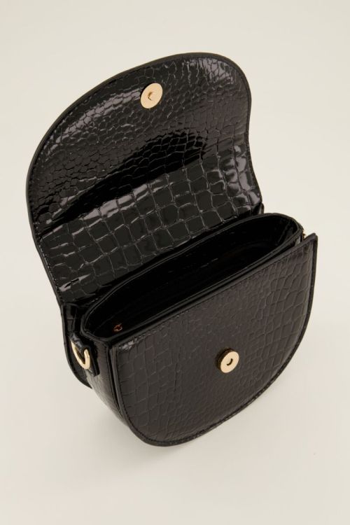 Black shoulder bag semi-circle with croc print | My Jewellery