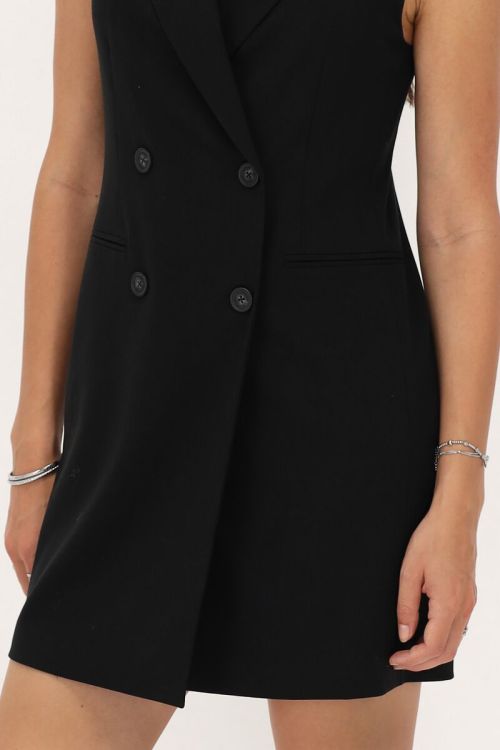 Black sleeveless blazer dress with lapel collar | My Jewellery