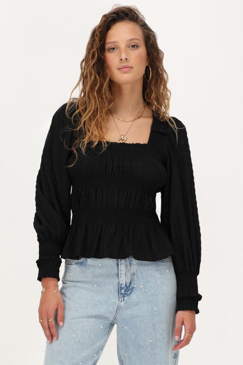 Black smock top with ruffles | My Jewellery