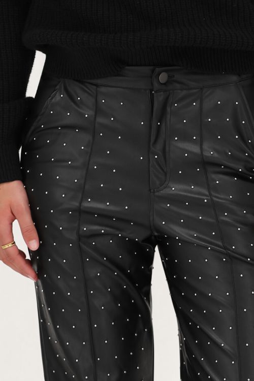 Black straight-leg trousers with studs | My Jewellery