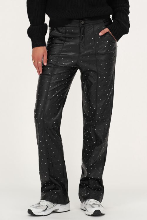 Black straight-leg trousers with studs | My Jewellery