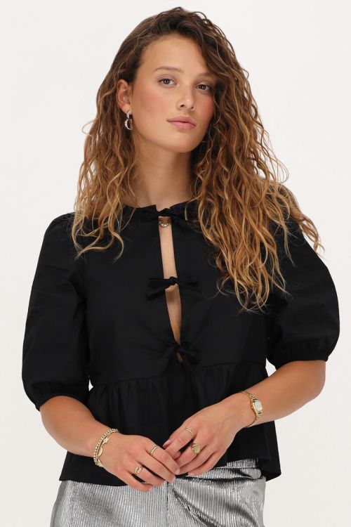 Black top with bows and puffed sleeves | My Jewellery