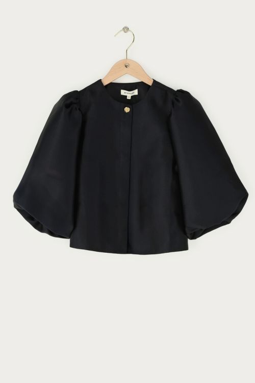 Black top with puff sleeves and buttons | My Jewellery