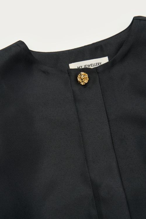 Black top with puff sleeves and buttons | My Jewellery