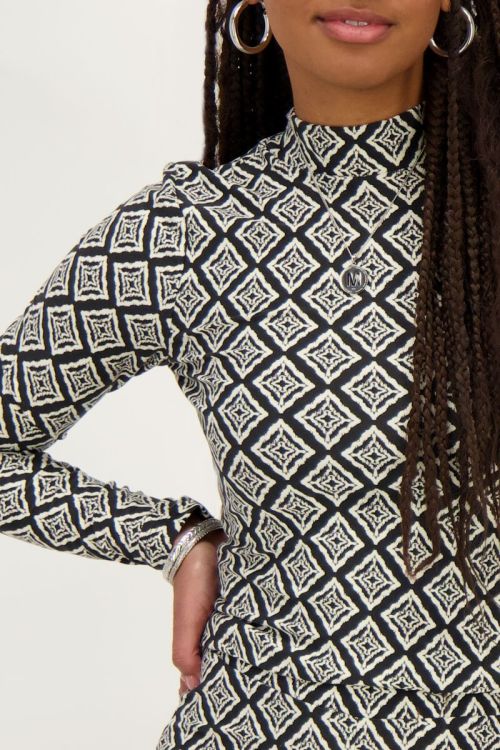 Black turtleneck top with ikat print | My Jewellery