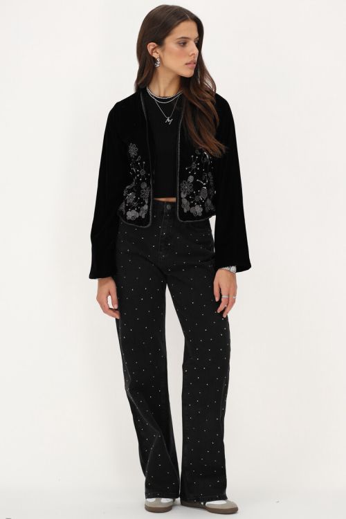 Black velvet jacket with silver embroidery | My Jewellery