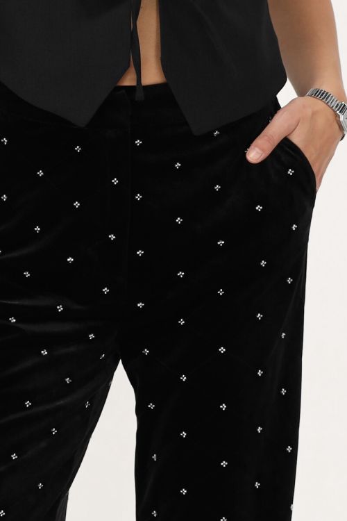 Black velvet trousers with beads | My Jewellery