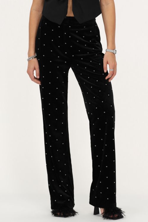 Black velvet trousers with beads | My Jewellery