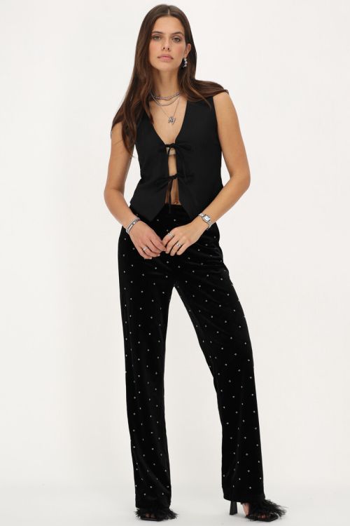 Black velvet trousers with beads | My Jewellery