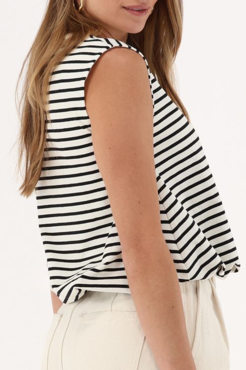 Black and white striped top with balloon shape | My Jewellery