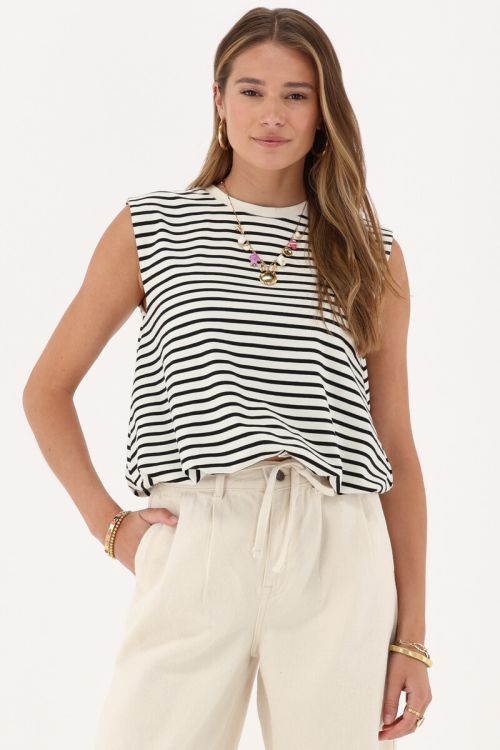 Black and white striped top with balloon shape | My Jewellery