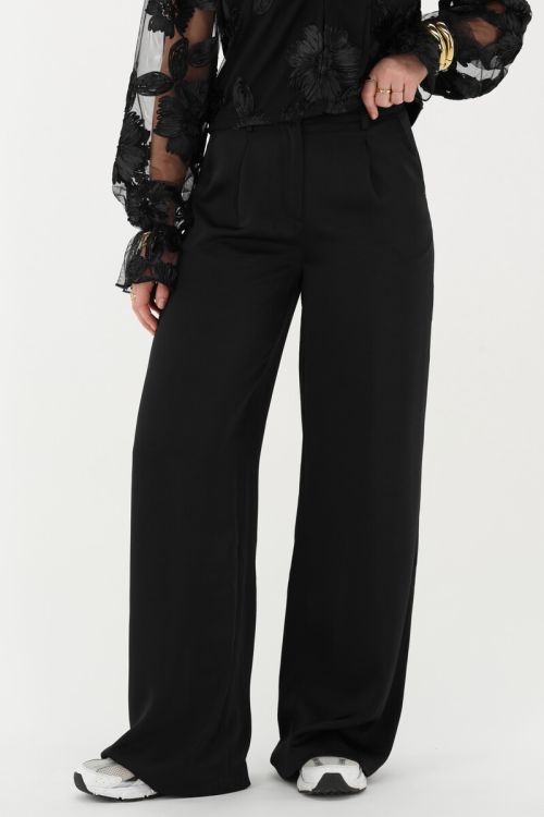 Black wide leg trousers in satin look | My Jewellery