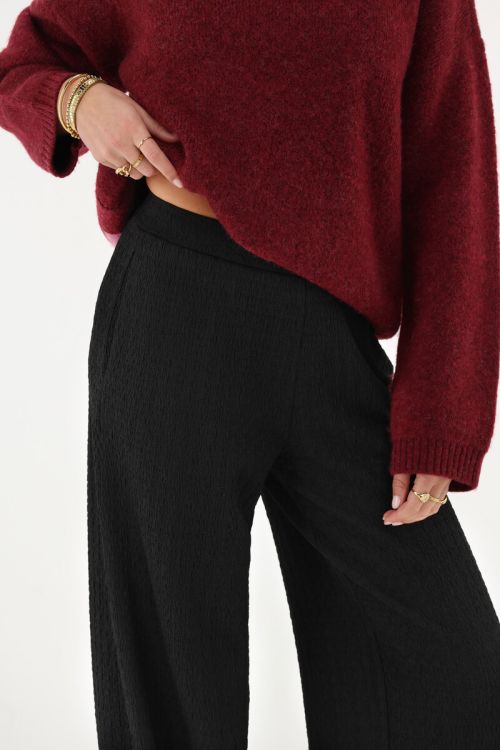 Zwarte wide leg crêpe broek