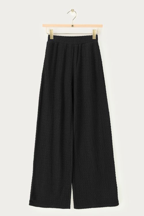 Zwarte wide leg crêpe broek