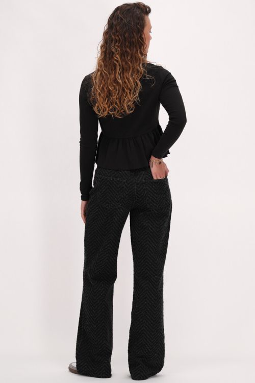 Black wide leg jeans with jacquard | My Jewellery
