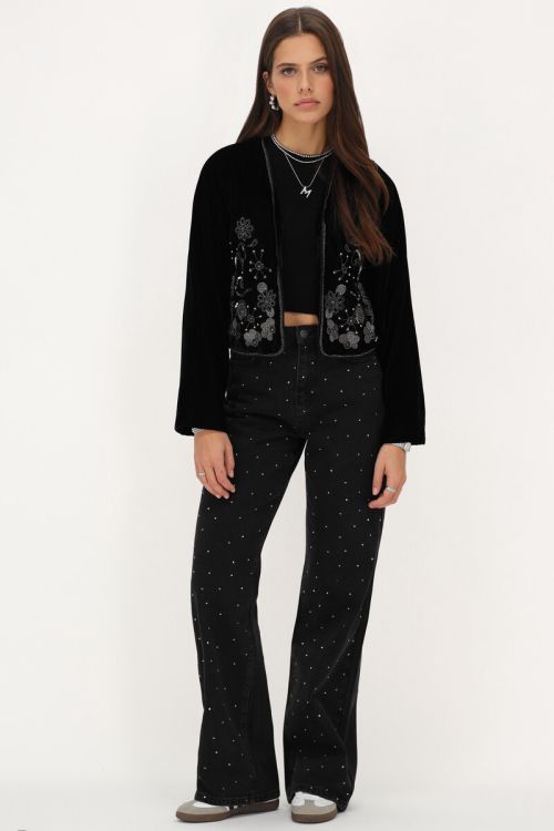 Black wide leg jeans with studs | My Jewellery