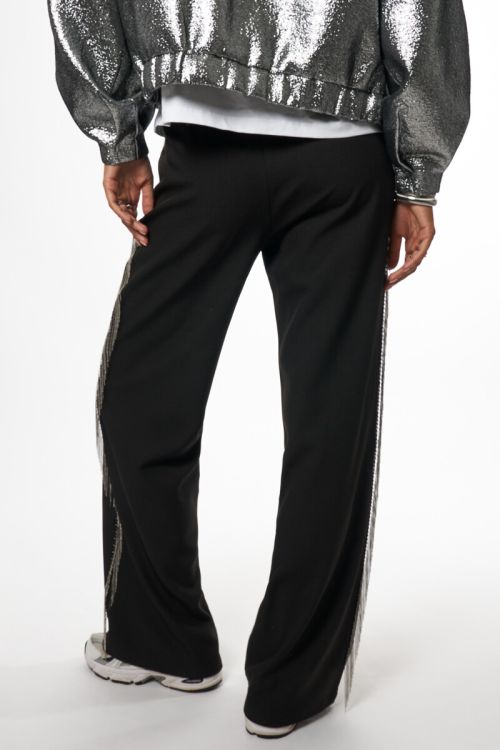 Black wide leg pants with ball chain | My Jewellery