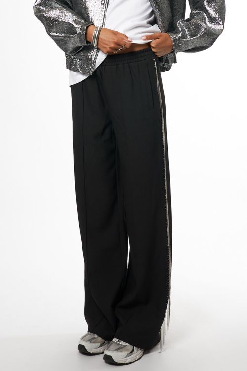 Black wide leg pants with ball chain | My Jewellery