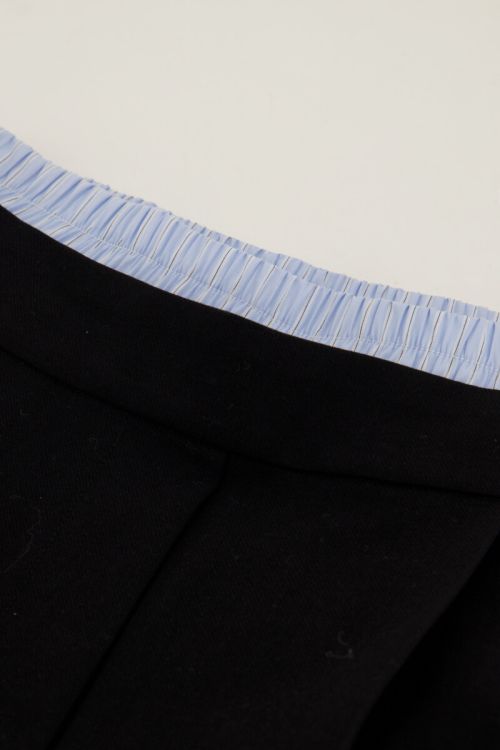 Black wide leg trousers with double waistband | My Jewellery