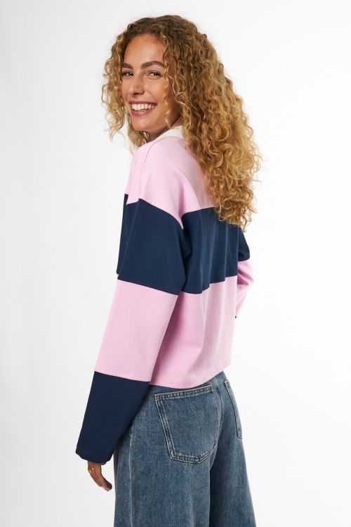 Blue and pink striped polo top | My Jewellery