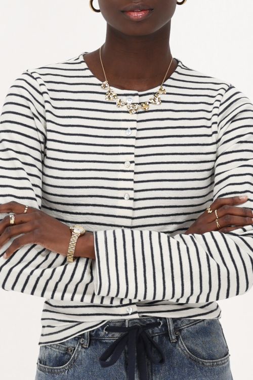 Blue and white striped cardigan with buttons | My Jewellery