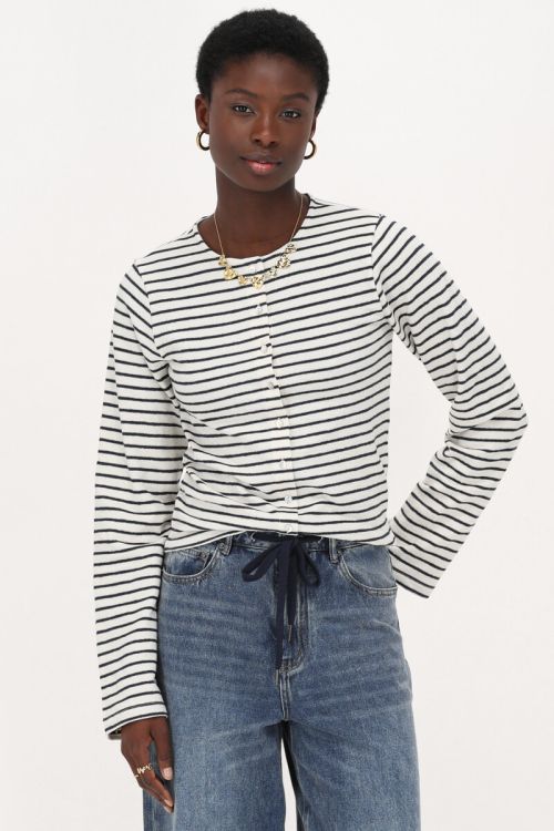 Blue and white striped cardigan with buttons | My Jewellery
