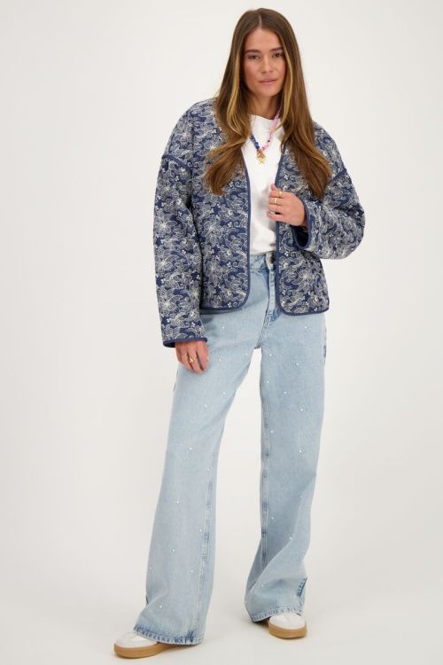 Blue chambray kimono jacket with embroidery | My Jewellery