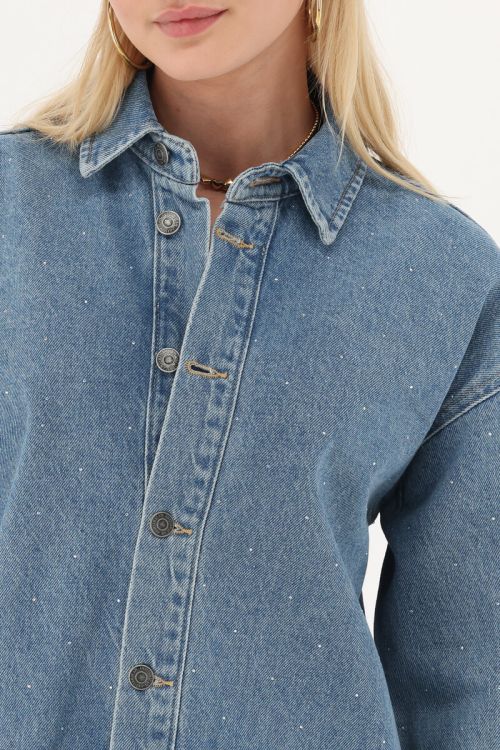Blue denim blouse with rhinestones | My Jewellery