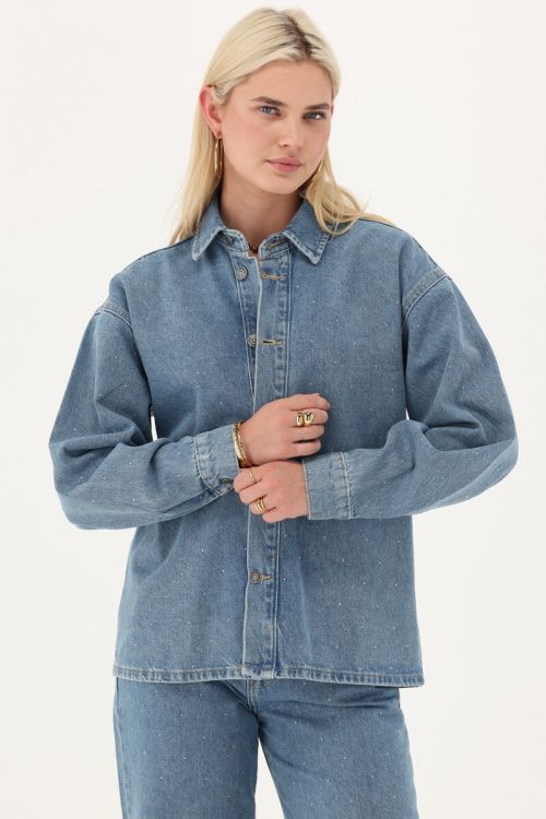 Blue denim blouse with rhinestones | My Jewellery