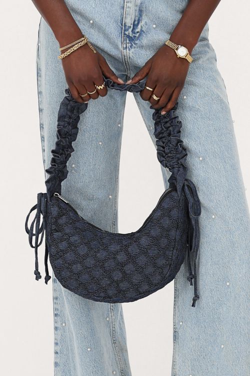 Sac à bandoulière à volants en denim bleu 