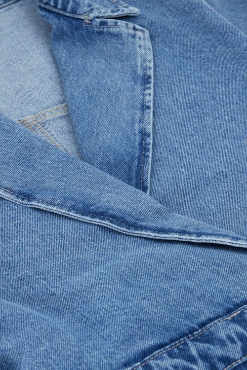 Blue denim jumpsuit with collar | My Jewellery
