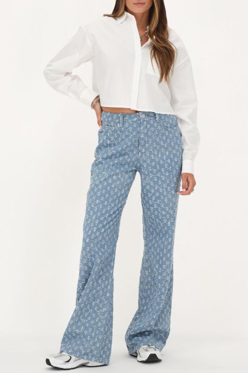 Blue denim jeans with sequins | My Jewellery