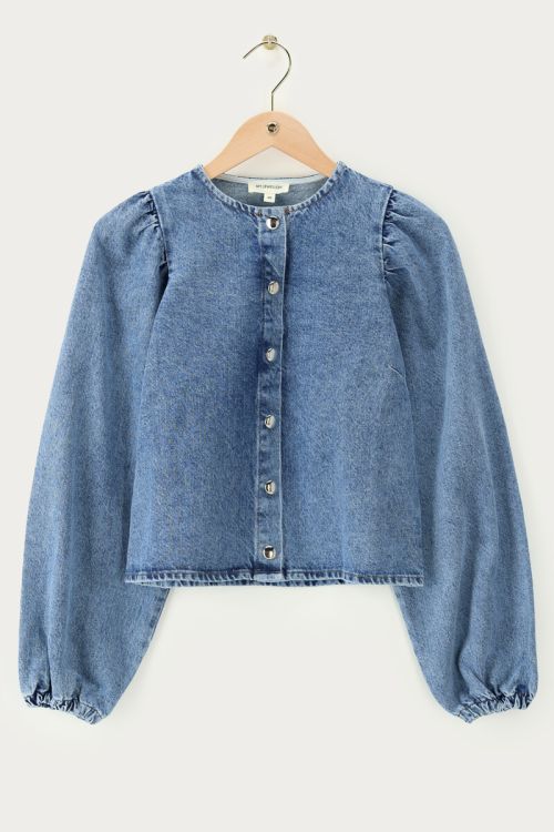 Blue denim top with balloon sleeves | My Jewellery