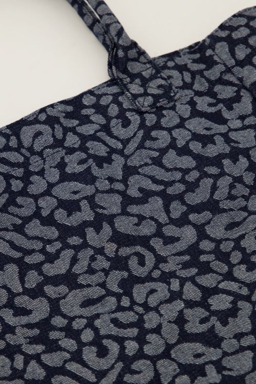 Blue denim tote bag with leopard print | My Jewellery