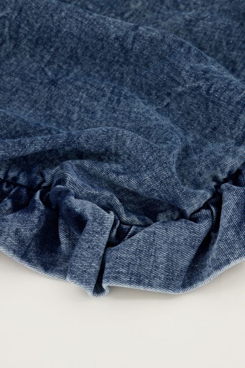 Blue denim shopper with ruffles | My jewellery