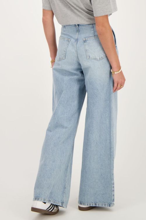 Blue denim wide leg jeans with pleats | My Jewellery