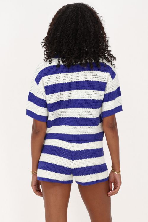 Blue knitted polo shirt with stripes | My Jewellery
