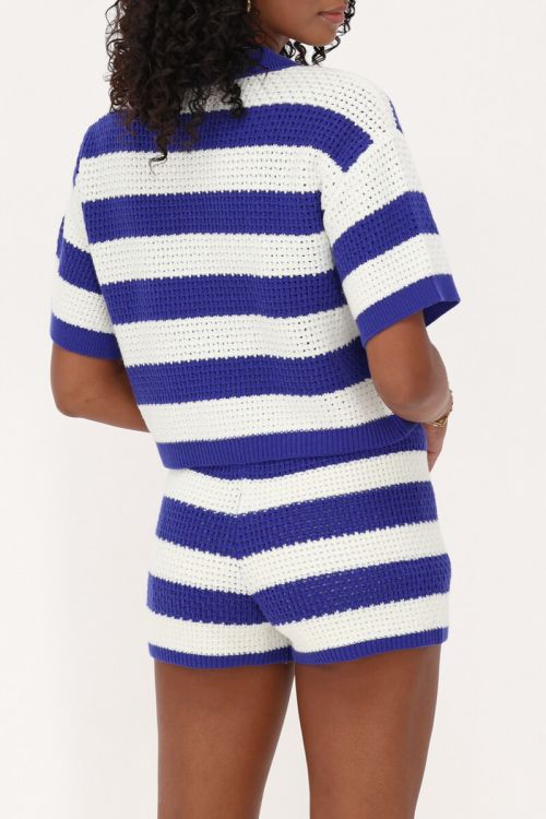 Blue knitted shorts with stripes | My Jewellery