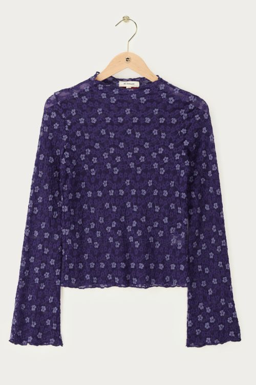 Blue lace top with floral print | My Jewellery