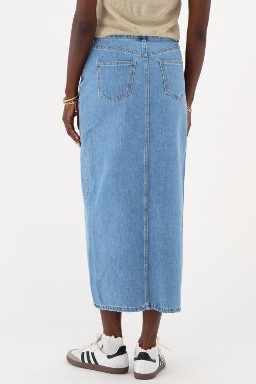 Blue midi skirt with wave and slit | My Jewellery