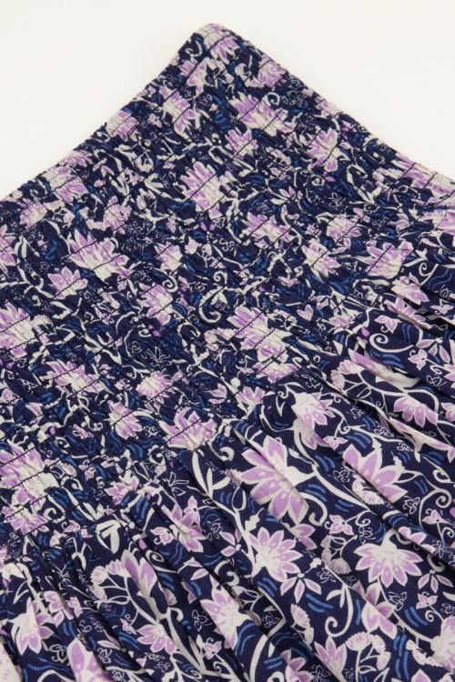 Blue skirt with purple flower print | My Jewellery
