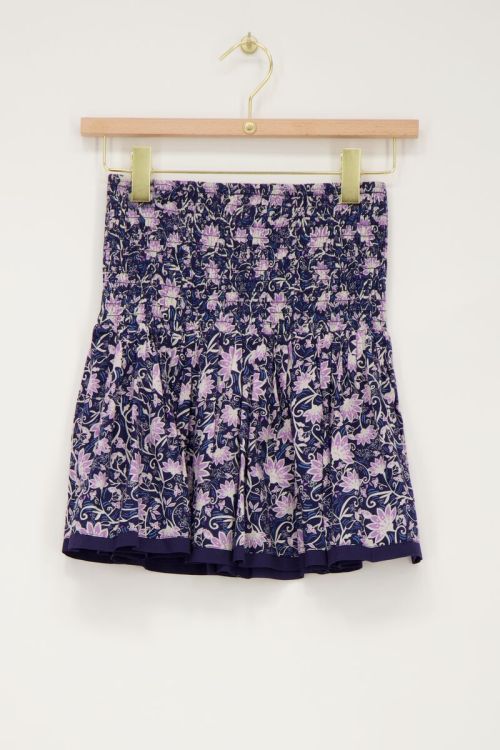 Blue skirt with purple flower print | My Jewellery