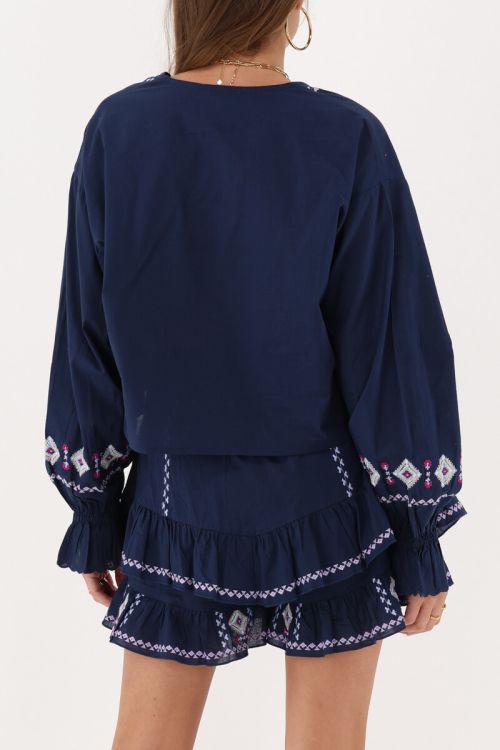 Blue skort with embroidery details | My Jewellery