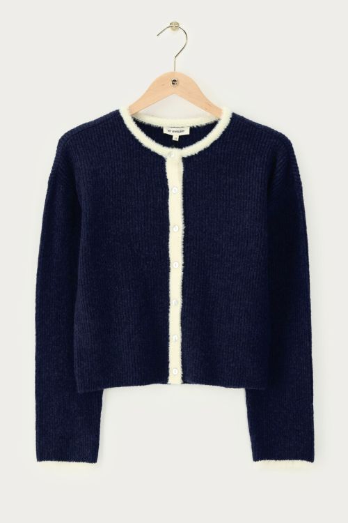 Blue cardigan with white contrast | My Jewellery