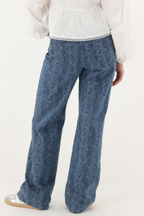 Blue wide leg jeans with snake print | My Jewellery