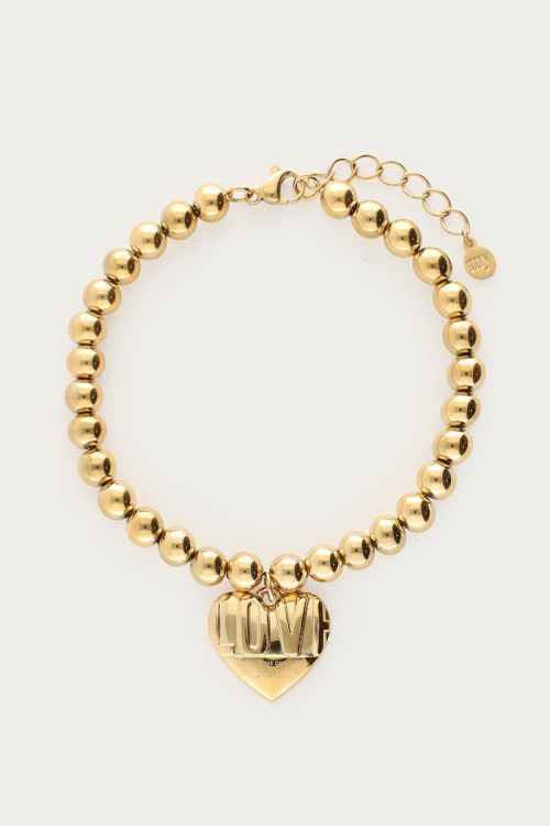 Bold beaded bracelet with love heart