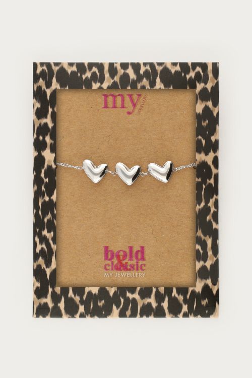 Bold bracelet with three hearts | My Jewellery