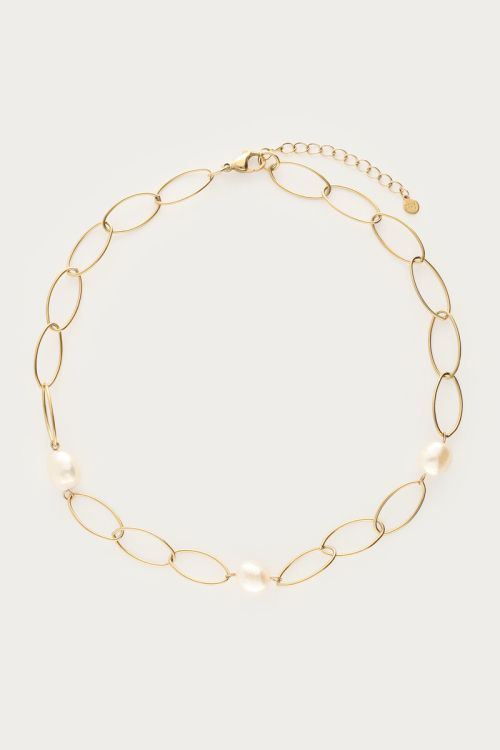 Bold chain necklace with freshwater pearls