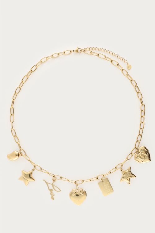 Bold chain necklace with multi charms 